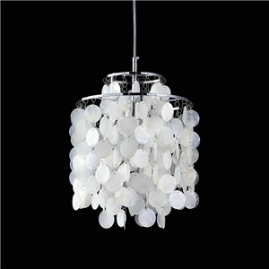 Ceiling Lights Mini White Shell Pendant Chandelier (Chrome Finish)