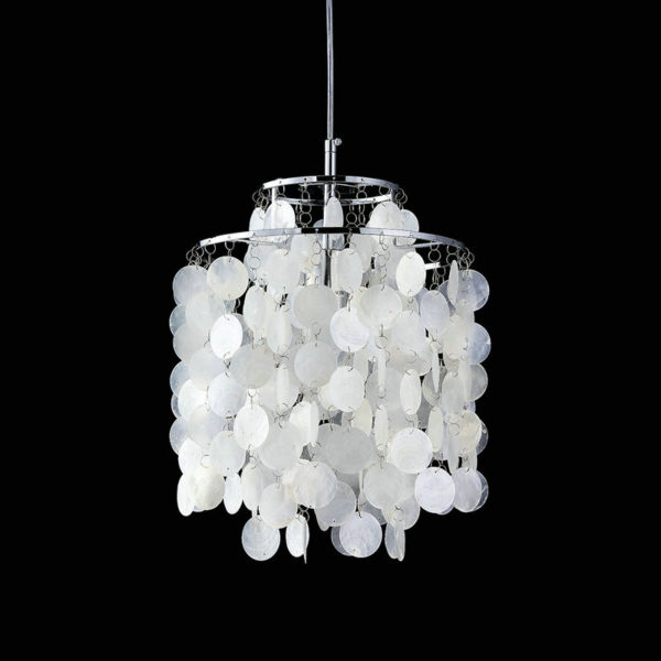Ceiling Lights Mini White Shell Pendant Chandelier (Chrome Finish) - Image 5