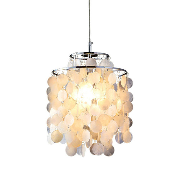 Ceiling Lights Mini White Shell Pendant Chandelier (Chrome Finish) - Image 6