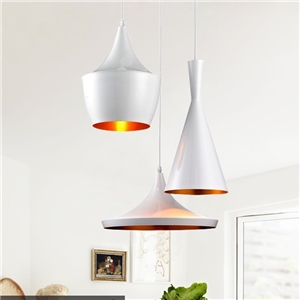 Pendant 3 Light American Style White Iron Aluminum Spinning