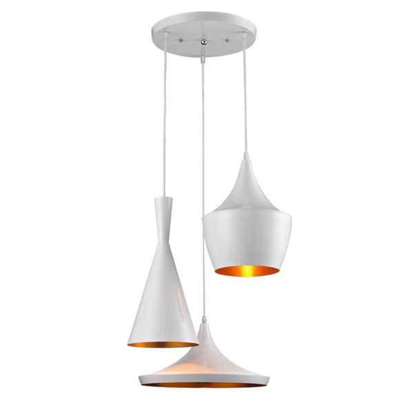 Pendant 3 Light American Style White Iron Aluminum Spinning - Image 6