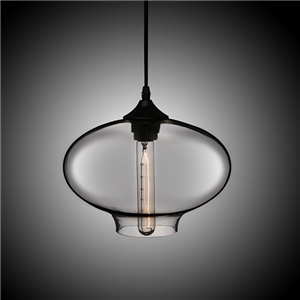 Hand-Blown Glass Pendant Light Fish Bowl Shade Ceiling Fixture with 1 Light Silver Grey Color Dining Room Lighting Ideas Living Room Bedroom Lighting
