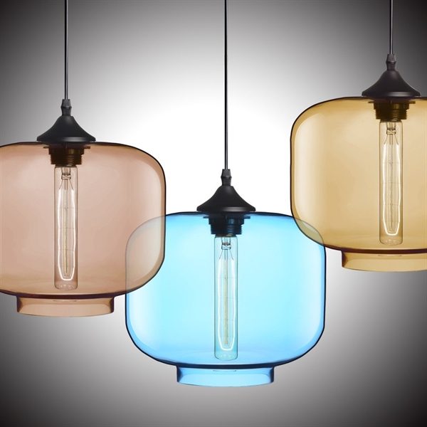 Modern Transparent Glass Pendant Light Hand Blown Colorful with 1 Light Amber Color Dining Room Lighting Ideas Living Room Bedroom Lighting - Image 3
