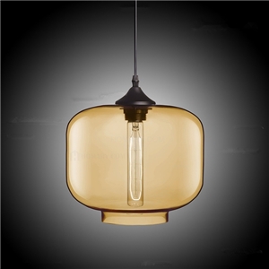 Modern Transparent Glass Pendant Light Hand Blown Colorful with 1 Light Amber Color Dining Room Lighting Ideas Living Room Bedroom Lighting