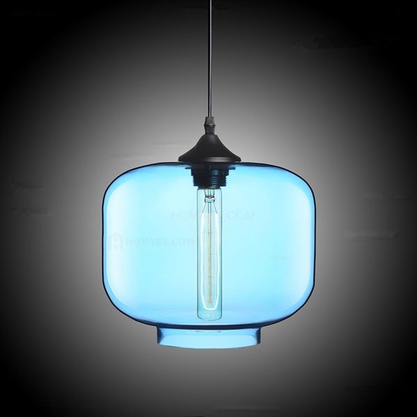 Modern Transparent Glass Pendant Light Hand Blown Colorful with 1 Light Ingot Blue Color Dining Room Lighting Ideas Living Room Bedroom Lighting - Image 2