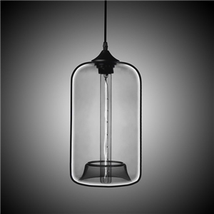 Modern Transparent Glass Pendant Light Hand Blown Colorful with 1 Light Silver Grey Color Dining Room Lighting Ideas Living Room Bedroom Lighting