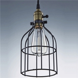 Matte Black 1-Light Mini Pendant with Wire Cage