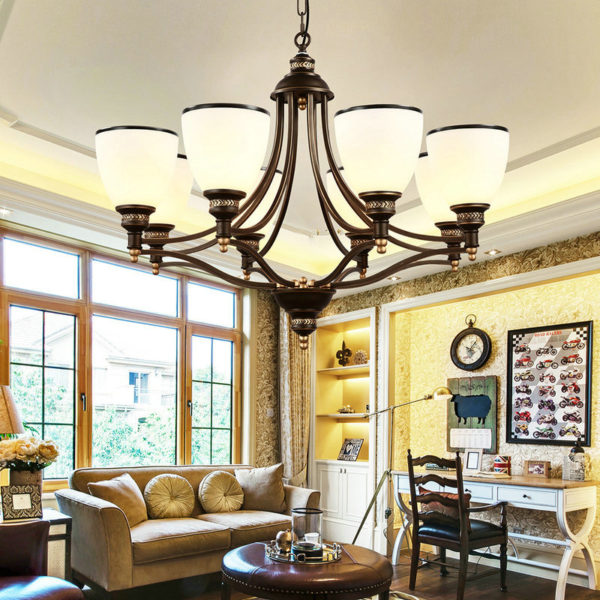 8 Light 32 inch Ceiling Light Fixture, Black - Image 3