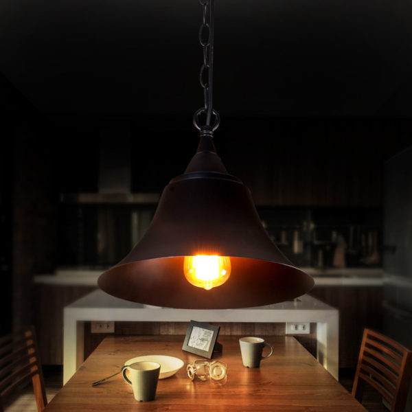American Rural Industrial Retro Style Iron Craft Black Iron Cap Pendant Light - Image 4