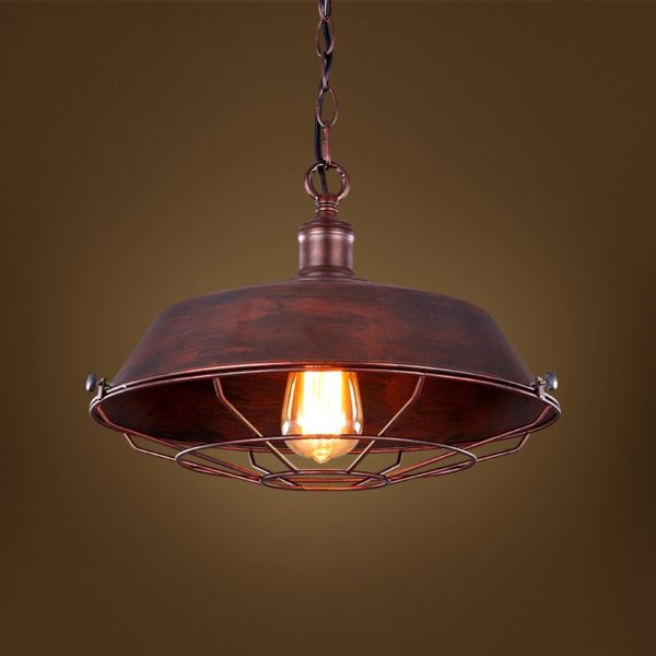 American Rural Industrial Retro Style Iron Craft Rust-colored Pendant Light - Image 2
