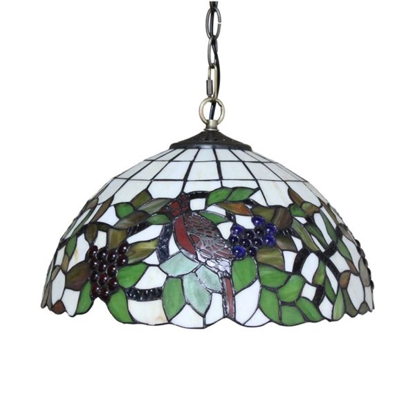 16inch European Pastoral Retro Style Pendant Lights Bird and Grapes Pattern Glass Shade Bedroom Living Room Dining Room Kitchen Lights - Image 8