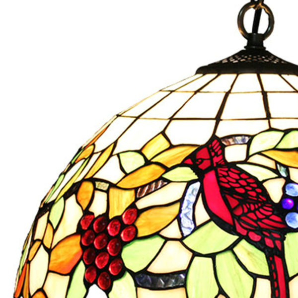16inch European Pastoral Retro Style Pendant Lights Bird and Grapes Pattern Glass Shade Bedroom Living Room Dining Room Kitchen Lights - Image 9