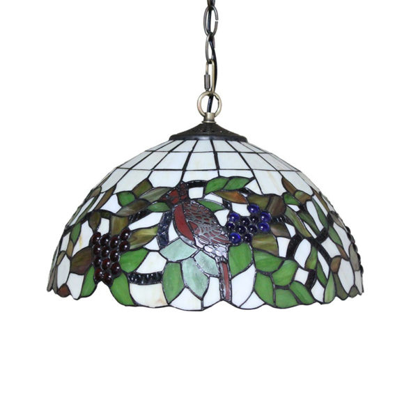 16inch European Pastoral Retro Style Pendant Lights Bird and Grapes Pattern Glass Shade Bedroom Living Room Dining Room Kitchen Lights - Image 3