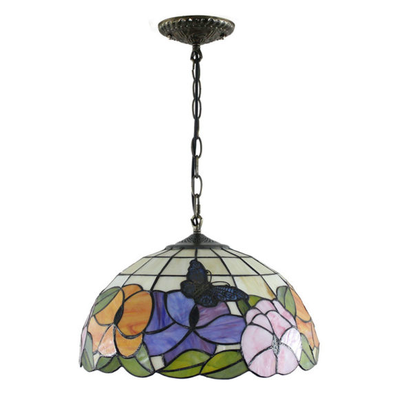 16inch European Pastoral Retro Style Pendant Lights Butterfly Flowers Pattern Glass Shade Bedroom Living Room Dining Room Kitchen Lights - Image 8