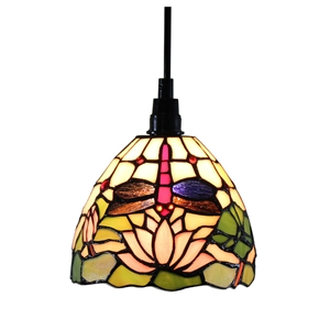 6inch European Pastoral Retro Style Pendant Light Dragonfly and Lotus Pattern Shade Bedroom Living Room Dining Room Kitchen Lights