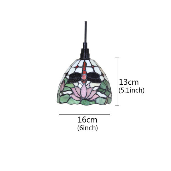 6inch European Pastoral Retro Style Pendant Light Dragonfly and Lotus Pattern Shade Bedroom Living Room Dining Room Kitchen Lights - Image 2