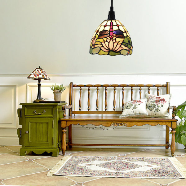 6inch European Pastoral Retro Style Pendant Light Dragonfly and Lotus Pattern Shade Bedroom Living Room Dining Room Kitchen Lights - Image 6