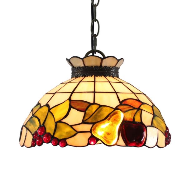 12inch European Pastoral Retro Style Pendant Light Colorful Fruit Pattern Glass Shade Bedroom Living Room Dining Room Kitchen Lights - Image 7