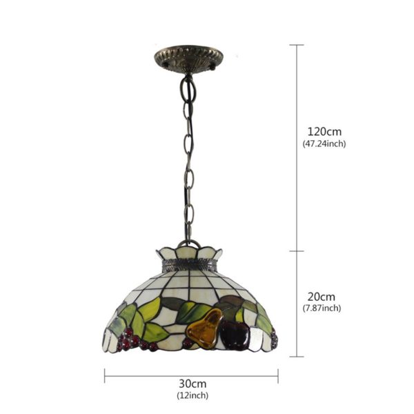 12inch European Pastoral Retro Style Pendant Light Colorful Fruit Pattern Glass Shade Bedroom Living Room Dining Room Kitchen Lights - Image 2