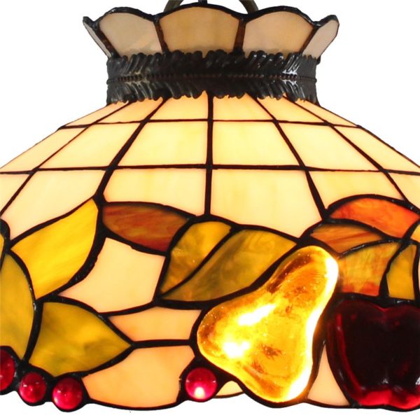 12inch European Pastoral Retro Style Pendant Light Colorful Fruit Pattern Glass Shade Bedroom Living Room Dining Room Kitchen Lights - Image 4