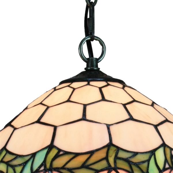 12inch European Pastoral Retro Style Pendant Light Pink Flower Pattern Glass Shade Bedroom Living Room Dining Room Kitchen Lights - Image 3