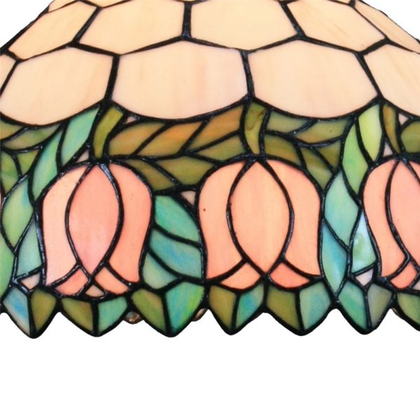 12inch European Pastoral Retro Style Pendant Light Pink Flower Pattern Glass Shade Bedroom Living Room Dining Room Kitchen Lights - Image 4