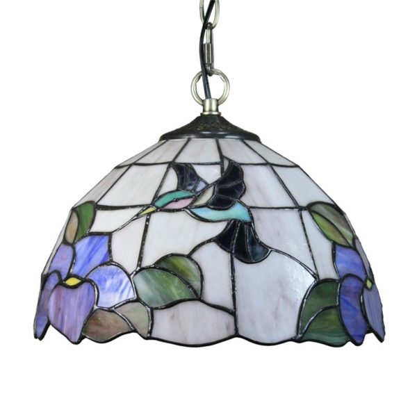 12inch European Pastoral Retro Style Pendant Light Hummingbird Gathering Flowers Pattern Glass Shade Bedroom Living Room Dining Room Kitchen Lights - Image 8