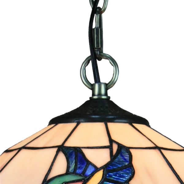 12inch European Pastoral Retro Style Pendant Light Hummingbird Gathering Flowers Pattern Glass Shade Bedroom Living Room Dining Room Kitchen Lights - Image 3