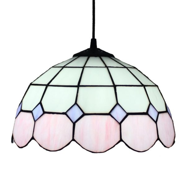 12inch European Pastoral Retro Style Pendant Light Pink and White Pattern Glass Shade Bedroom Living Room Dining Room Kitchen Lights - Image 7
