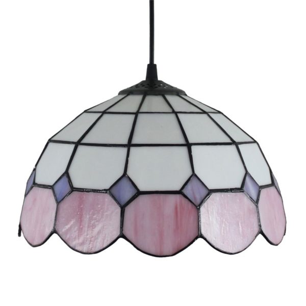 12inch European Pastoral Retro Style Pendant Light Pink and White Pattern Glass Shade Bedroom Living Room Dining Room Kitchen Lights - Image 8