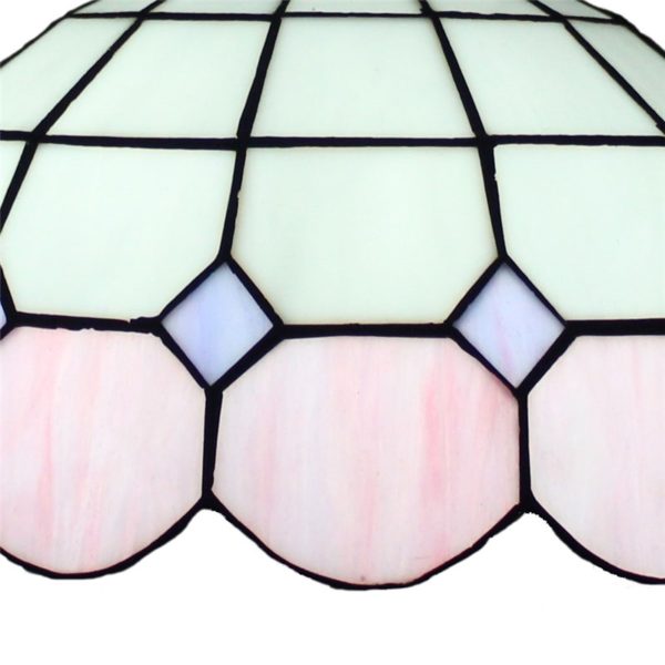 12inch European Pastoral Retro Style Pendant Light Pink and White Pattern Glass Shade Bedroom Living Room Dining Room Kitchen Lights - Image 4
