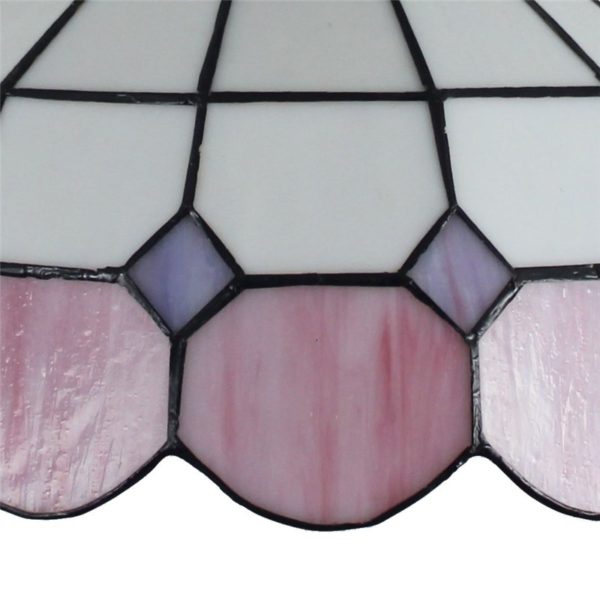 12inch European Pastoral Retro Style Pendant Light Pink and White Pattern Glass Shade Bedroom Living Room Dining Room Kitchen Lights - Image 5