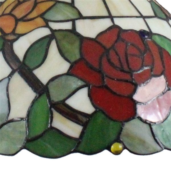 12inch European Pastoral Retro Style Pendant Light Colorful Rose Pattern Glass Shade Bedroom Living Room Dining Room Kitchen Lights - Image 5