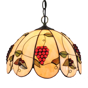12inch European Pastoral Retro Style Pendant Light Grape Pattern Glass Shade Bedroom Living Room Dining Room Kitchen Lights