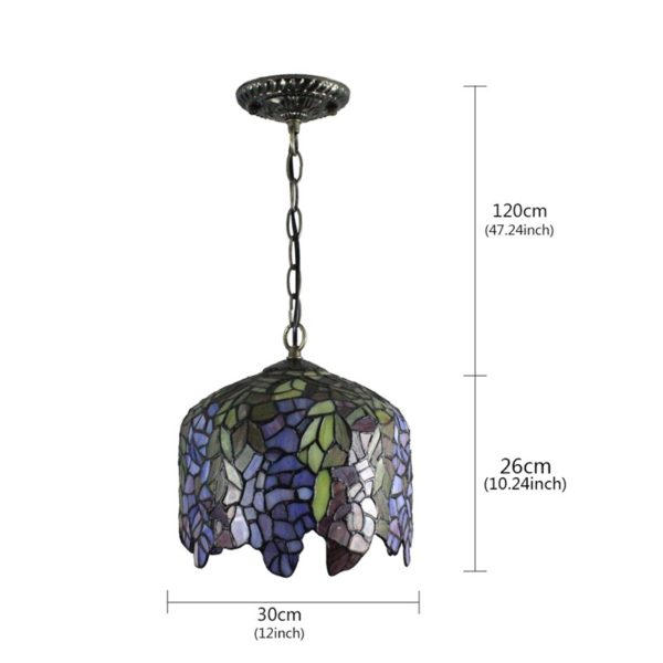 12inch European Pastoral Retro Style Pendant Light Colorful Leaves Pattern Glass Shade Bedroom Living Room Dining Room Kitchen Lights - Image 2