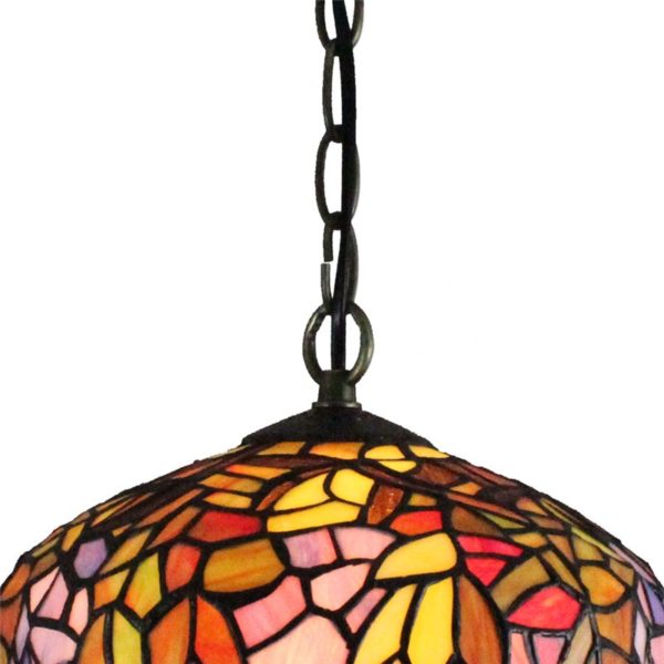 12inch European Pastoral Retro Style Pendant Light Colorful Leaves Pattern Glass Shade Bedroom Living Room Dining Room Kitchen Lights - Image 3