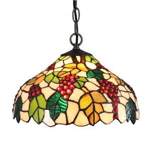 12inch European Pastoral Retro Style Pendant Light Grape Pattern Glass Shade Bedroom Living Room Dining Room Kitchen Lights