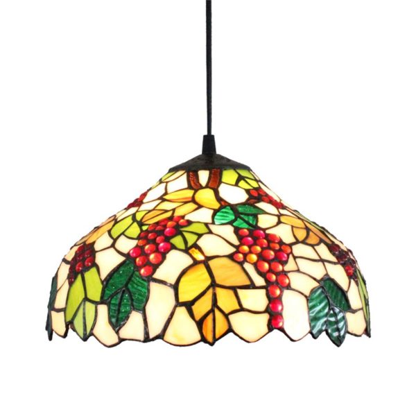 12inch European Pastoral Retro Style Pendant Light Grape Pattern Glass Shade Bedroom Living Room Dining Room Kitchen Lights - Image 8