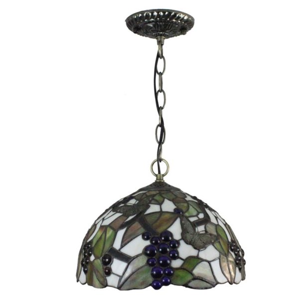 12inch European Pastoral Retro Style Pendant Light Butterfly and Grape Pattern Glass Shade Bedroom Living Room Dining Room Kitchen Lights - Image 9
