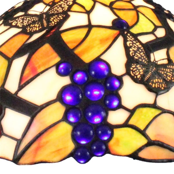 12inch European Pastoral Retro Style Pendant Light Butterfly and Grape Pattern Glass Shade Bedroom Living Room Dining Room Kitchen Lights - Image 4