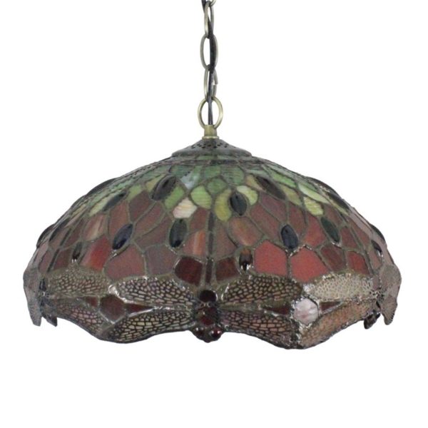 12inch European Pastoral Retro Style Pendant Light Red Dragonfly Pattern Glass Shade Bedroom Living Room Dining Room Kitchen Lights - Image 8
