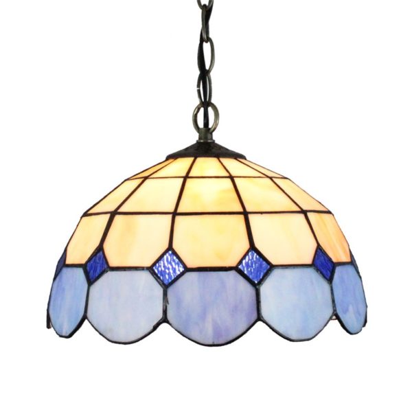 12inch European Pastoral Retro Style Pendant Light Mesh Pattern Blue and Light Grey Glass Shade Bedroom Living Room Dining Room Kitchen Lights - Image 7