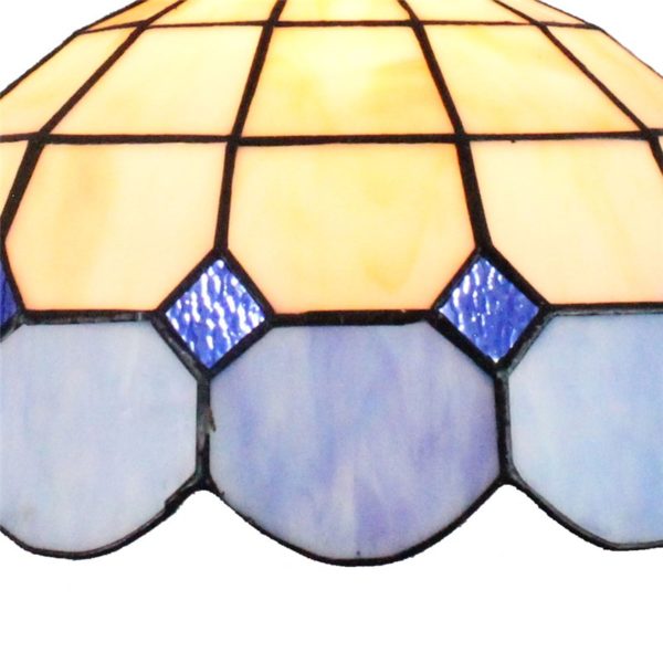 12inch European Pastoral Retro Style Pendant Light Mesh Pattern Blue and Light Grey Glass Shade Bedroom Living Room Dining Room Kitchen Lights - Image 4