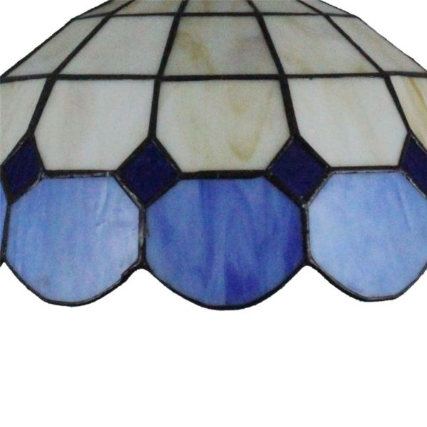 12inch European Pastoral Retro Style Pendant Light Mesh Pattern Blue and Light Grey Glass Shade Bedroom Living Room Dining Room Kitchen Lights - Image 5