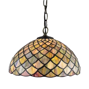 12inch European Pastoral Retro Style Pendant Light Mesh Pattern Colorful Pattern Glass Shade Bedroom Living Room Dining Room Kitchen Lights