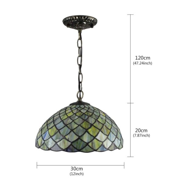 12inch European Pastoral Retro Style Pendant Light Mesh Pattern Colorful Pattern Glass Shade Bedroom Living Room Dining Room Kitchen Lights - Image 2