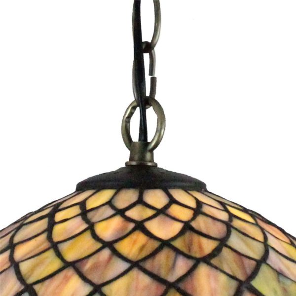 12inch European Pastoral Retro Style Pendant Light Mesh Pattern Colorful Pattern Glass Shade Bedroom Living Room Dining Room Kitchen Lights - Image 3