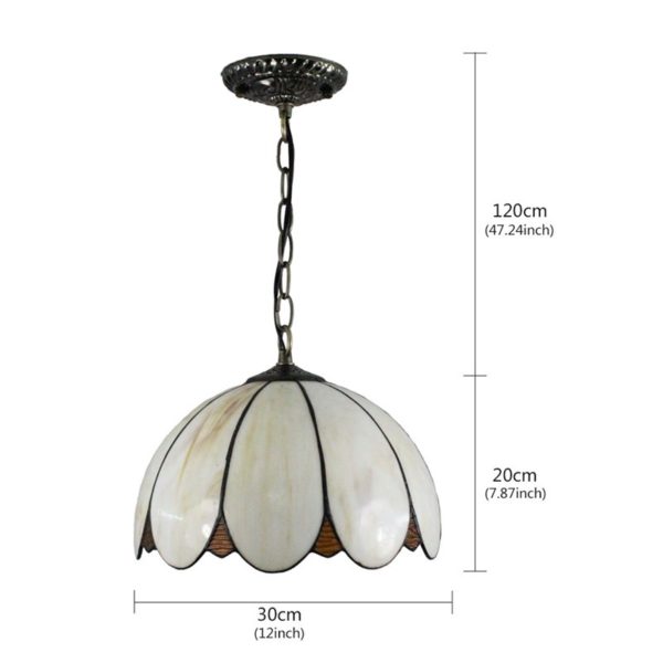 12inch European Pastoral Retro Style Pendant Light Petals Shape Glass Shade Bedroom Living Room Dining Room Kitchen Lights - Image 2