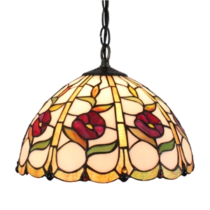 12inch European Pastoral Retro Style Pendant Light Little Flower Pattern Glass Shade Bedroom Living Room Dining Room Kitchen Lights