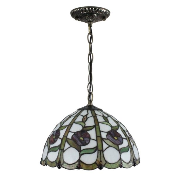 12inch European Pastoral Retro Style Pendant Light Little Flower Pattern Glass Shade Bedroom Living Room Dining Room Kitchen Lights - Image 9